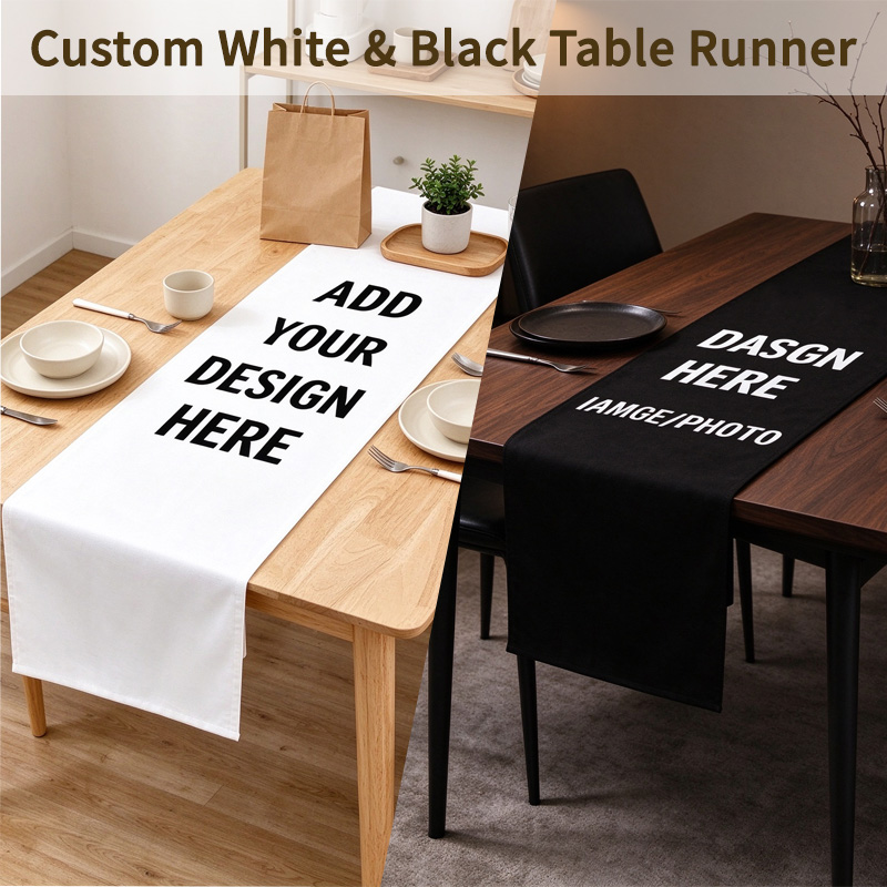 Home Textiles Usa - ผ้าปูโต๊ะสำหรับโต๊ะอาหารในบ้าน สีดำ/ขาว ขนาด 30 ซม. สามารถปรับแต่งได้ตามต้องการ