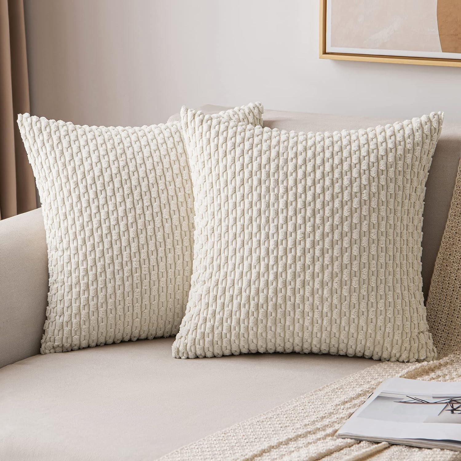 Pillow Insert 18X18 - ลายโยนหมอน 18x18 นิ้ว Beige Boho Corduroy
