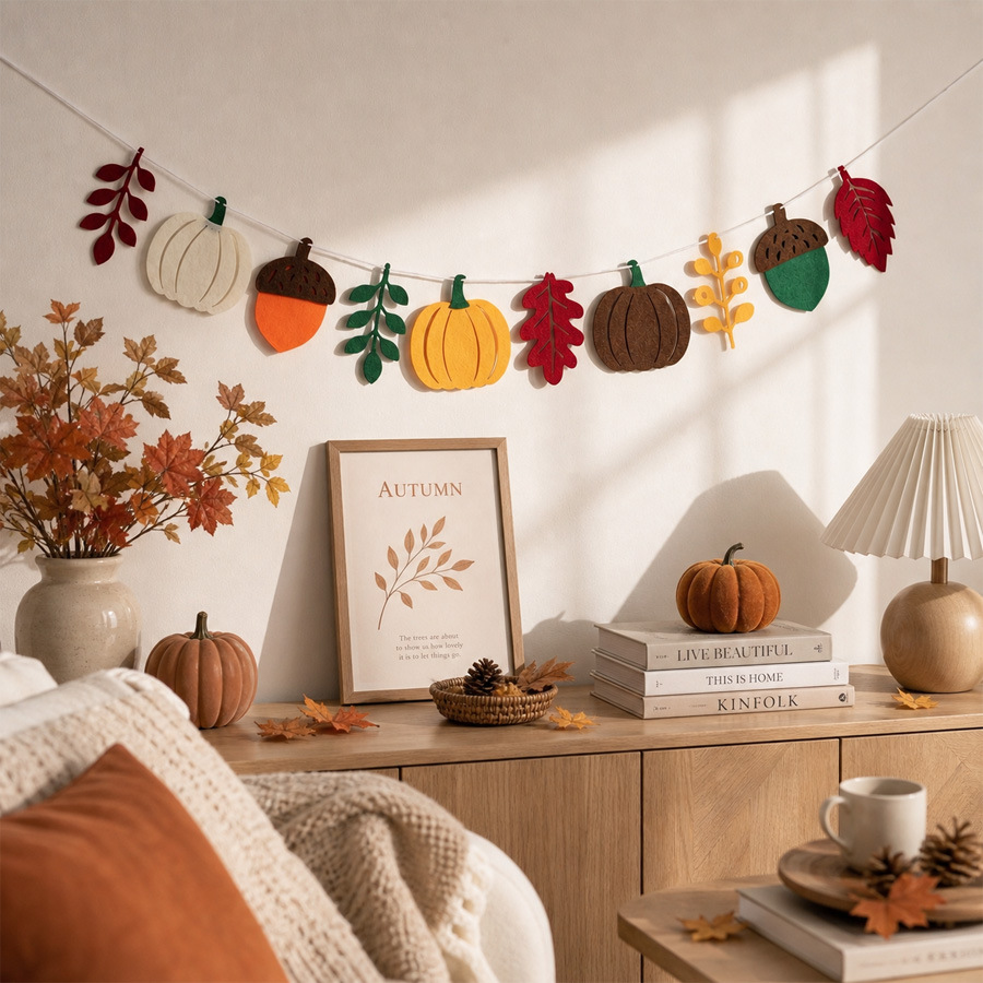 ใบฟักทองฤดูใบไม้ร่วง ธงเทศกาลเ - Home Textiles & Decorations บทวิจารณ์และราคา